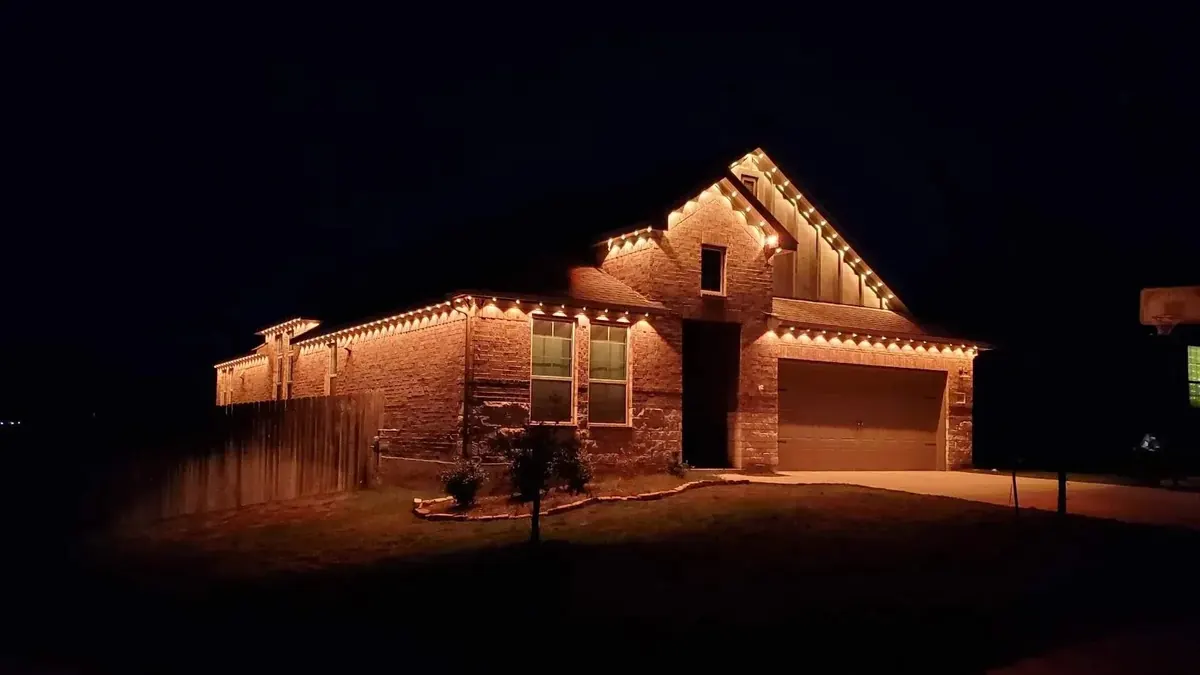 Completed permanent outdoor LED Christmas lights installation