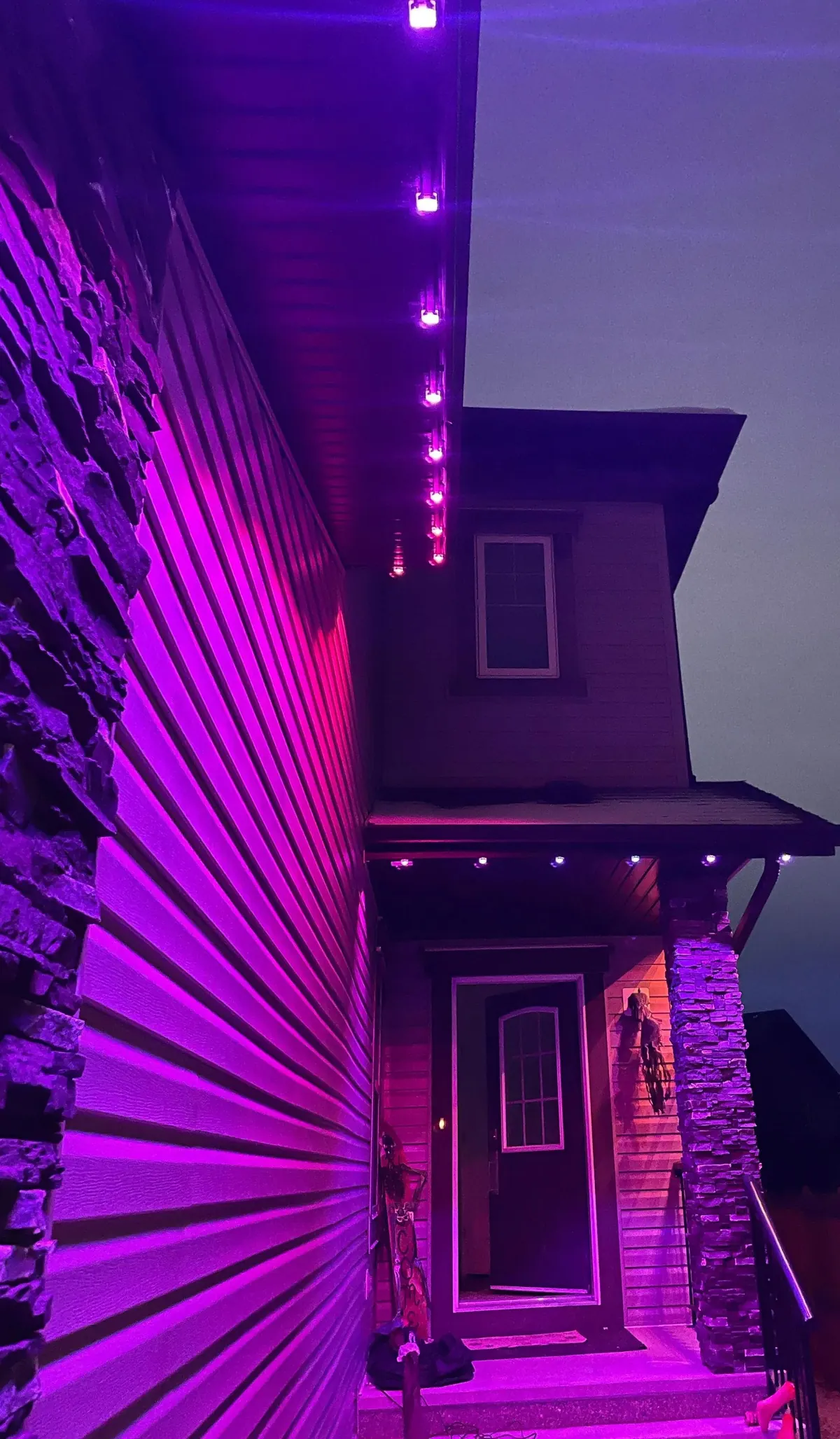 Professional permanent Christmas light installation with concealed wiring
